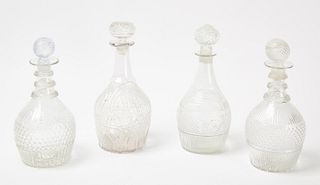 Group of Four Early Glass Decanters