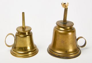 Two Philadelphia Brass Oil Lamps