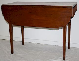 36" Hepplewhite inlaid cherry drop leaf Pembroke table. String and cuff inlays. Circa 1790-1810.