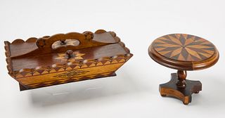 Miniature Table and Box with Wood Inlaid