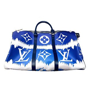 Louis Vuitton LV Escale Keepall Bandoulierè 50 Luggage Bag Blue/White