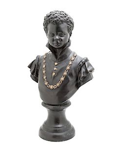 A Bronze Portrait Bust, Height 20 1/2 inches.