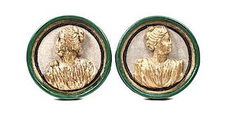 A Pair of Italian Gilt and Carved Roundels, Diameter 20 1/2 inches.