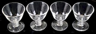 set of four signed Steuben crystal air twist swirl stemmed cocktail glasses 3.5" x 3.25"