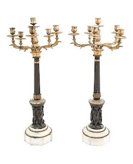 A Pair of Neoclassical Style Six-Light Candelabra, Height 26 inches.