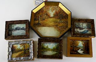 Jack Hammell (Vermont 20thc)  six small paintings o/b 4 x 5"