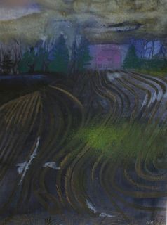 2 Bessie Boris (Am 1917-1993) pastel landscapes, one initialed BB 87, both 25” x 20”
