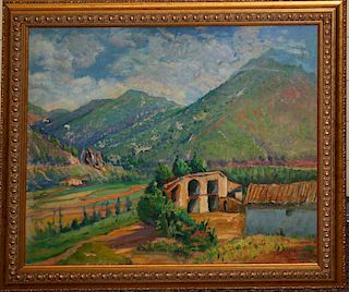 Medeterranian o/c landscape signed lower right Xifre 18 x 21