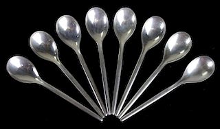 A. Michelson Danmark Mid-Century demitasse spoons. Hallmarked A. Micheslson (Copenhagen, 1949-?) 3.7