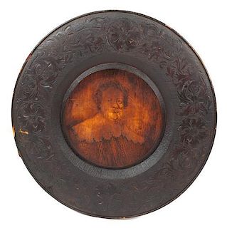 A Carved and Burnished Portrait of a Gentleman, William Margraff, Diameter 38 inches.