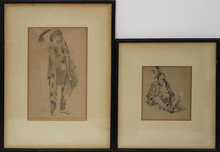 PAIR OF PORTRAITS OF NATIVE AMERICANS.