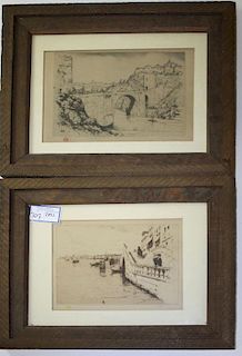 Tavik Frantisek Simon (Czech 1877-1942) two Venetian scenes signed 7 x 10" signed lower right
