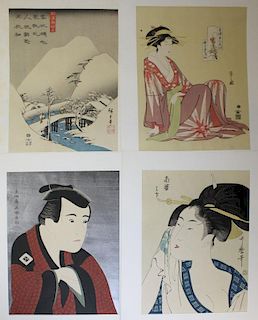4 Contemporary Japanese Adachi Institute reproduction ukiyo-e woodblock prints,  reproduced by handc