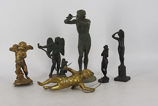 (6) Assorted Antique Bronze Sculptures.