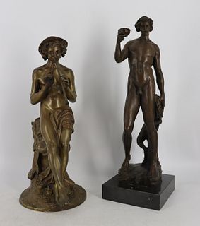 1 Gilt & 1 Patinated Bronze Sculptures.