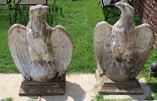 2 Large Antique Portland Cement Eagles.