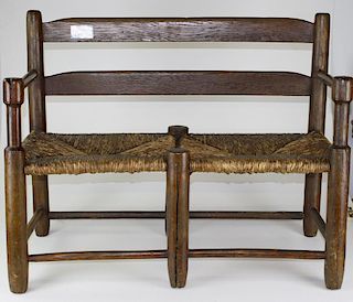 primitive ox cart seat/ bench, length 35”