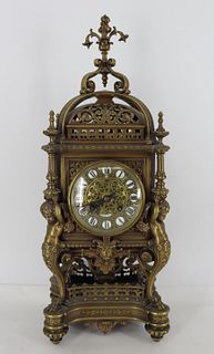 Tiffany & Co Bronze Cathedral Style Clock.