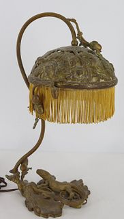 Victorian Bronze Aesthetic Movement Lamp.