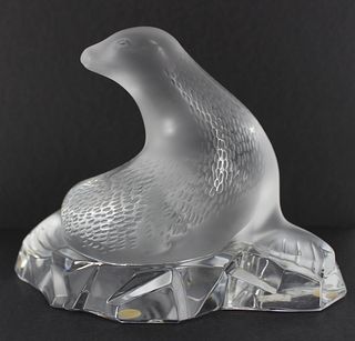 LALIQUE Frosted Crystal Sea Lion