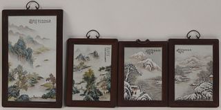 (4) Signed Chinese Enamel Decorated Plaques.