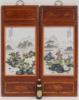 Large Pair of Framed Chinese Famille Rose Plaques.
