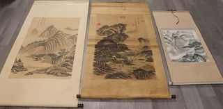 (3) Signed Chinese Landscape Scrolls.