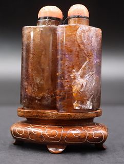 Chinese Carved Amethyst Double Snuff Bottle.