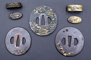Collection of Japanese Tsubas, Fuchi, and Kashiras