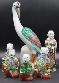 (6) Chinese Enamel Decorated Figures.