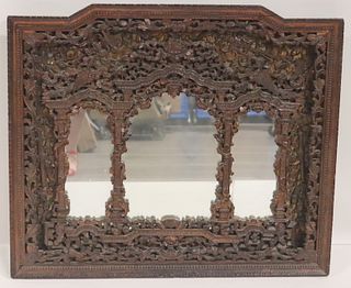Highly Carved Chinoiserie Style Mirror.