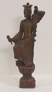 Asian Figure of a Chinese Man on Double Lotus