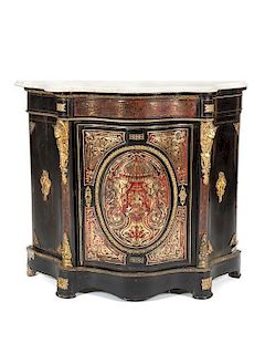 A Napoleon III Bronze Mounted Boulle Marquetry Side Cabinet, Height 41 1/2 x width 45 1/4 x 17 3/4 inches.