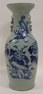 Large Chinese Celadon Blue and White Vase.