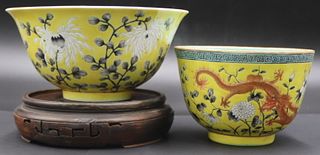 (2) Chinese Enamel Decorated Floral Bowls.