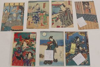 Collection of (9) Japanese Prints Inc. Toyokuni.