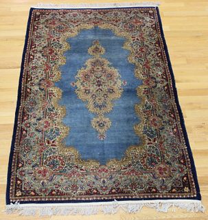 Vintage And Finely Hand Woven Kerman Carpet.