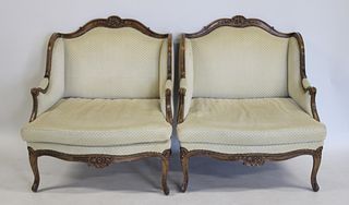 A Vintage Pair Of Oversize Upholstered Louis XV