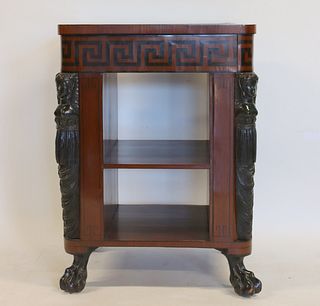 Antique Neoclassical Style One Drawer Bookcase.