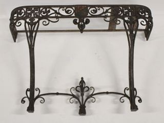 Art Deco Wrought Iron Marbletop Console.