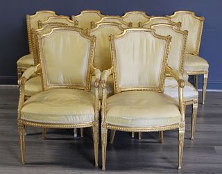 Set of Twelve Swedish Neoclassical Giltwood Chairs