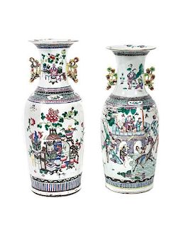 Two Chinese Porcelain Baluster-Form Vases, Height 22 inches.
