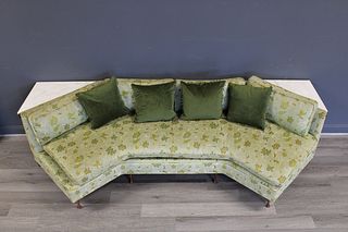 Midcentury Upholstered Sculpted Sofa.