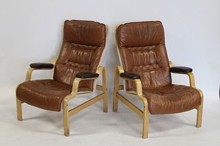A Pair Of Alvar Aalto Style Bentwood Armchairs.