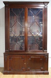 Victorian Mahogany Step Back Bookcase / Cabinet.