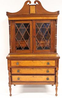 Antique American Maple Secretary Bookcase