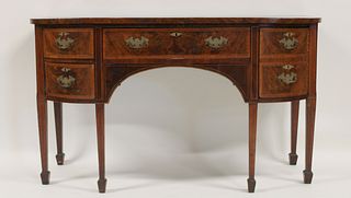 Antique Banded Mahogany Bowfront Sideboard.