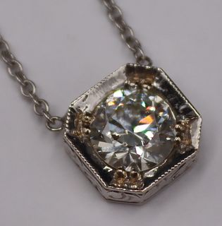 JEWELRY. Art Deco GIA 1.56 ct Diamond Pendant.