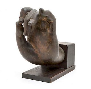 A Bronzed Bookend, Height 11 1/4 inches.