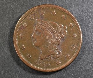 1840 SM DATE LARGE CENT  XF